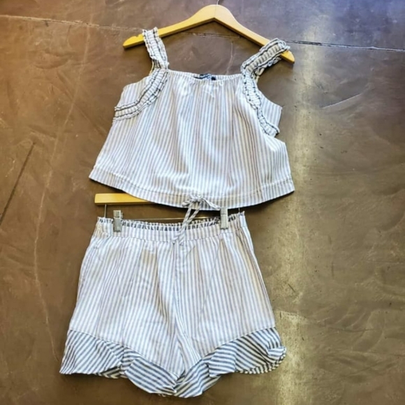 FEW LEFT ❗️SUGAR+LIPS 2-Piece Striped Chambray Shorts Set - Picture 4 of 5